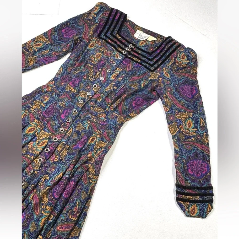 Kathie Lee For Plaza South Dress Women’s Medium (8-10) Vintage Button Paisley - Picture 2 of 10